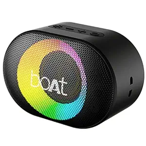 boAt Stone 250 Portable Wireless Speaker with 5W RMS Immersive Audio, RGB LEDs, Up to 8HRS Playtime, IPX7 Water Resistance, Multi-Compatibility Modes(Black)