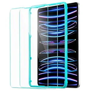 ESR Screen Protector Compatible with iPad Pro 11 Inch (2022/2021/2020/2018) and iPad Air 5/4 (2022/2020, 10.9 Inch), Tempered-Glass Film with Alignment Frame, Scratch Resistant, HD Clarity, 2 Pack