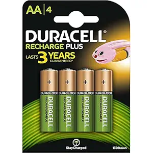 Duracell Rechargeable AA 1300mAh Batteries, 4Pcs